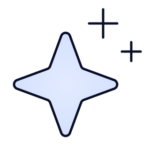 Logo for AI-tekstassistent: tre blinkende stjerner